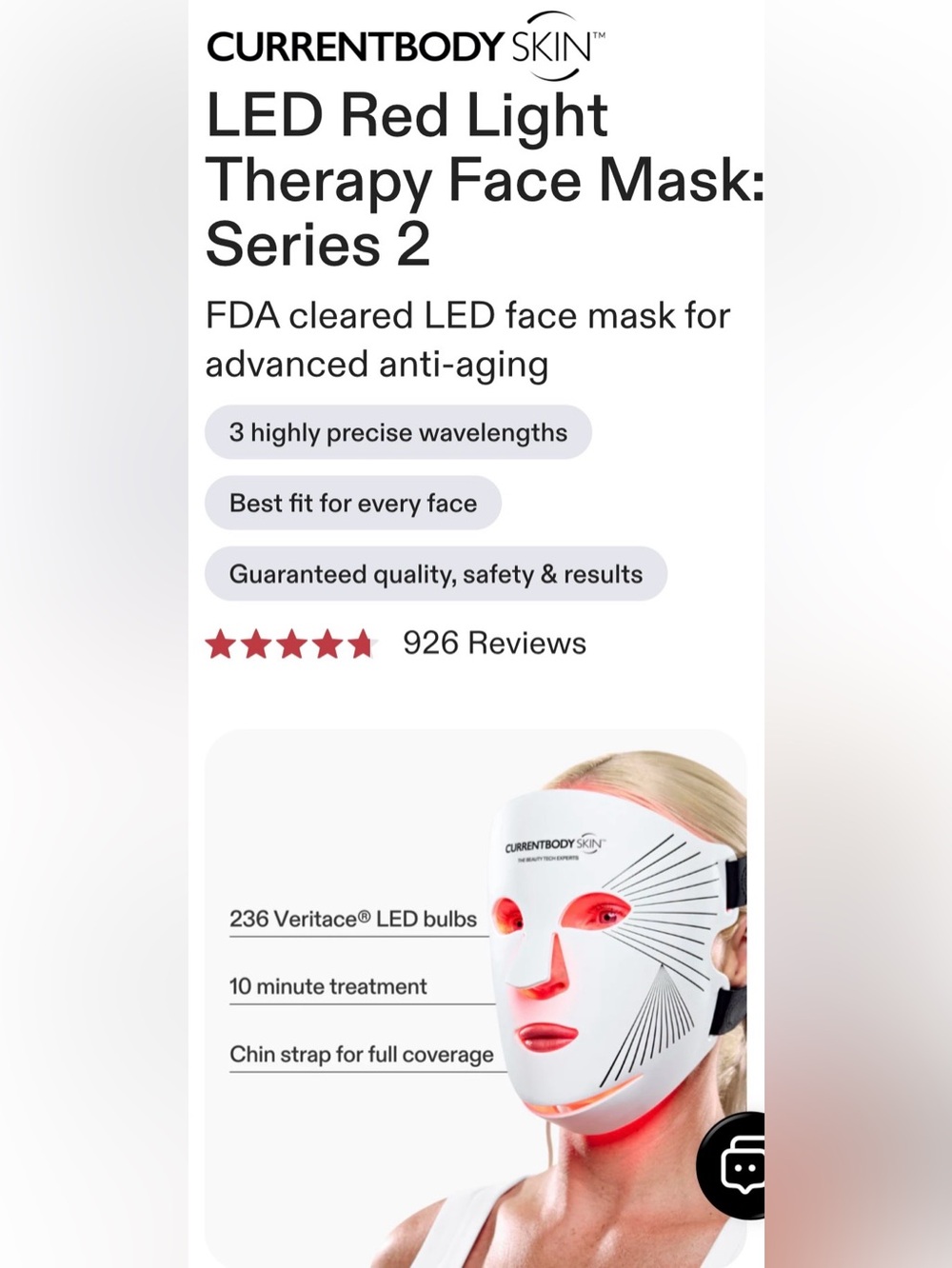 CURRENTBODY SKIN LED Red Light Therapy Face Mask SERIES 2